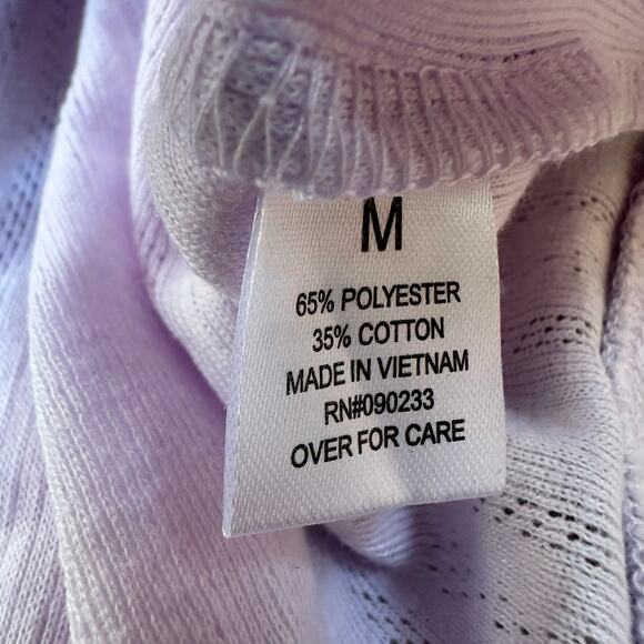 NEW Pacsun Lavender Purple Pointelle Knit Crop Polo Shirt Collar Top M Medium - Picture 5 of 7